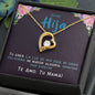 Regalo para Hija de Mama con tarjeta y mensaje Collar Corazon Acabado de Oro Blanco y Amarillo Great Gift for Daughter