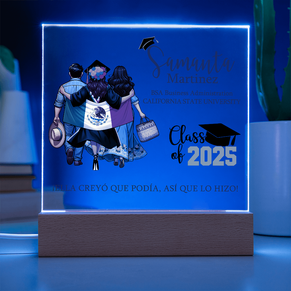 Ella creyó que podía, así que lo hizo Graduation Plaque with Mexican Flag