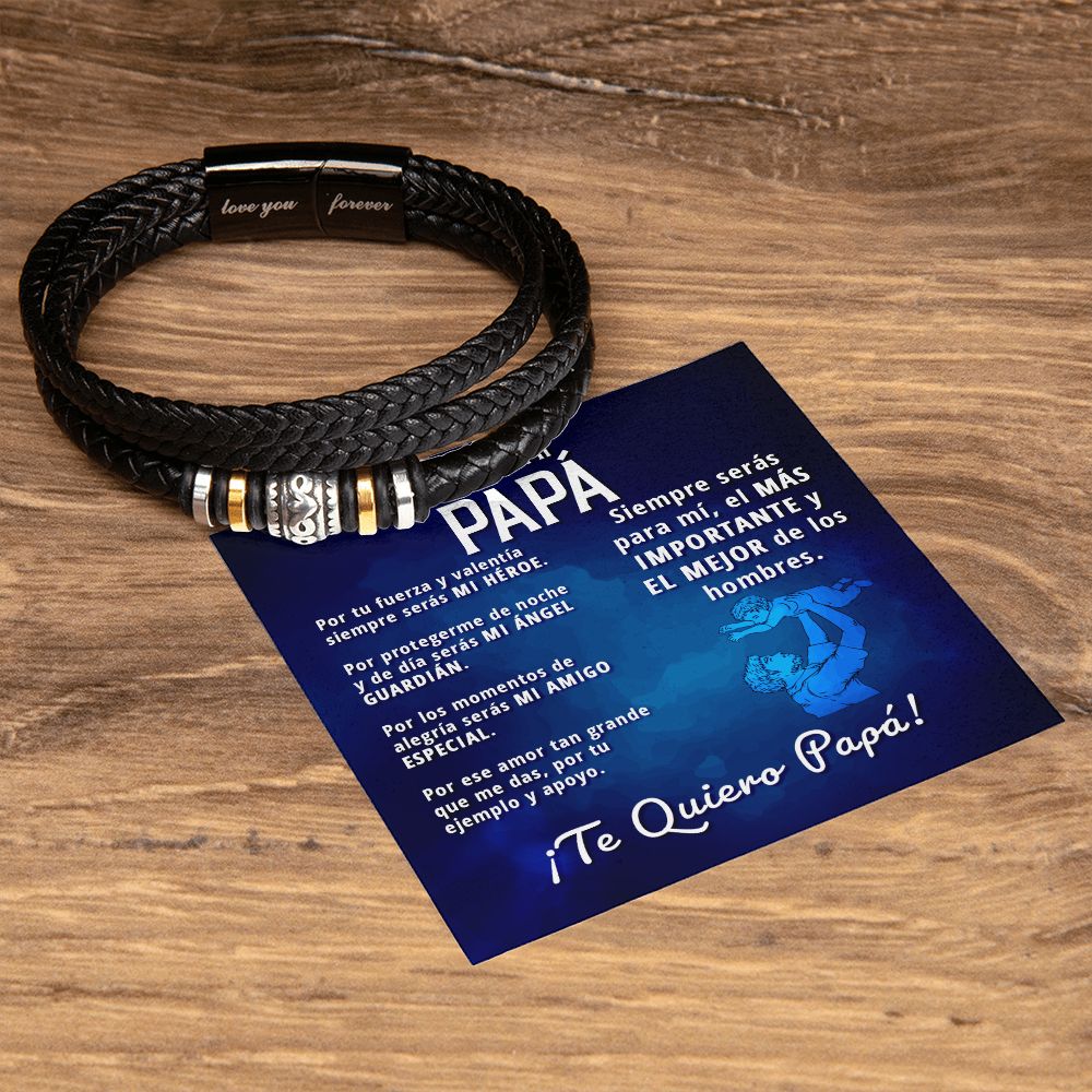 Regalo Para Papá Brazalete Pulsera Con Mensaje para Día del Padre Bracelet with Father's Day Card in Spanish for Dad
