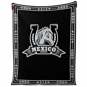 Mexico Ranchero Blanket with Horse and Horseshoe Western Style