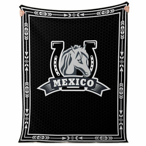 Mexico Ranchero Blanket with Horse and Horseshoe Western Style