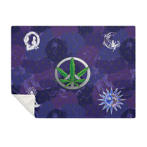 Hippie Style with Marijuana Peace Sign Yoga Sun and the Moon Mermaid Throw Blanket