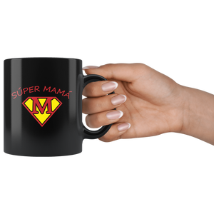 Super Mama Taza de Cafe Para dia de las Madres Black Coffee Mug 11oz