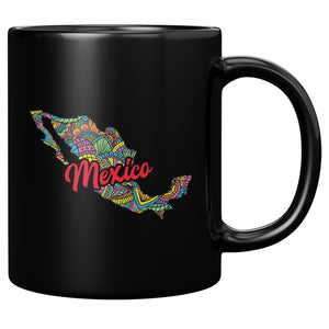 Colorful Mexico Map Mug with Flowers and State Name, Mexican States colorful mug