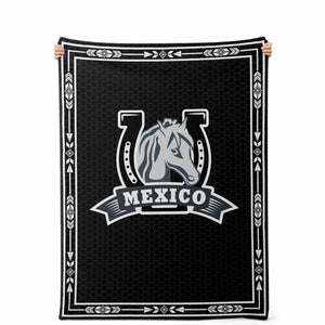 Mexico Ranchero Blanket with Horse and Horseshoe Western Style