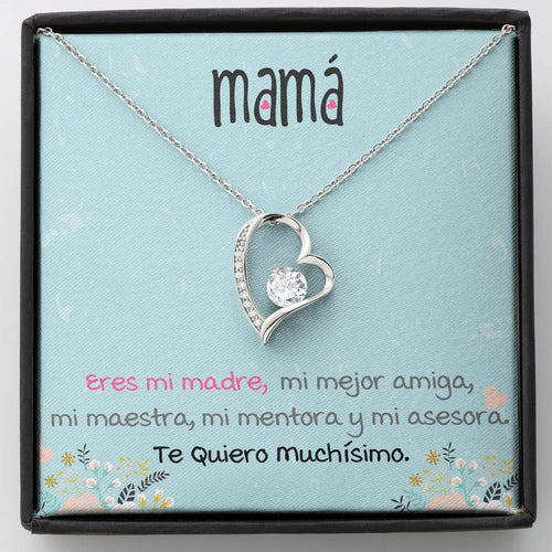 Regalo para Mama Este Día de Las Madres, Collar de Corazon con Frase para Mamas. Mother's Day Necklace Gift with Spanish Phrase