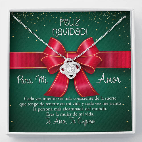 Regalo de Navidad para Esposa de Esposo Collar Nudo de Amor Acabado de Oro Blanco Great Gift for Wife Cada Vez Love Knot