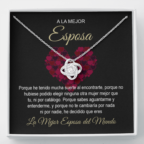 Regalo para La Mejor Esposa del Mundo Día Del Amor y La Amistad Collar Con Poema Valentine's Gift in Spanish