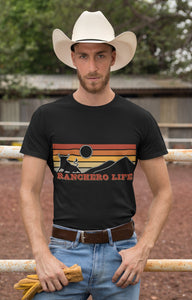 Camiseta de Rancho Ranchero Life with retro sunset design Western Unisex T-Shirt