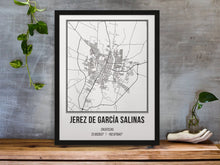 Load image into Gallery viewer, Jerez Zacatecas Mexico Framed poster Mapa de Jerez Mexico Map Art Regalo para Zacatecanos