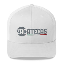 Load image into Gallery viewer, Zacatecas Mexico with Mexican Flag Trim Trucker Cap