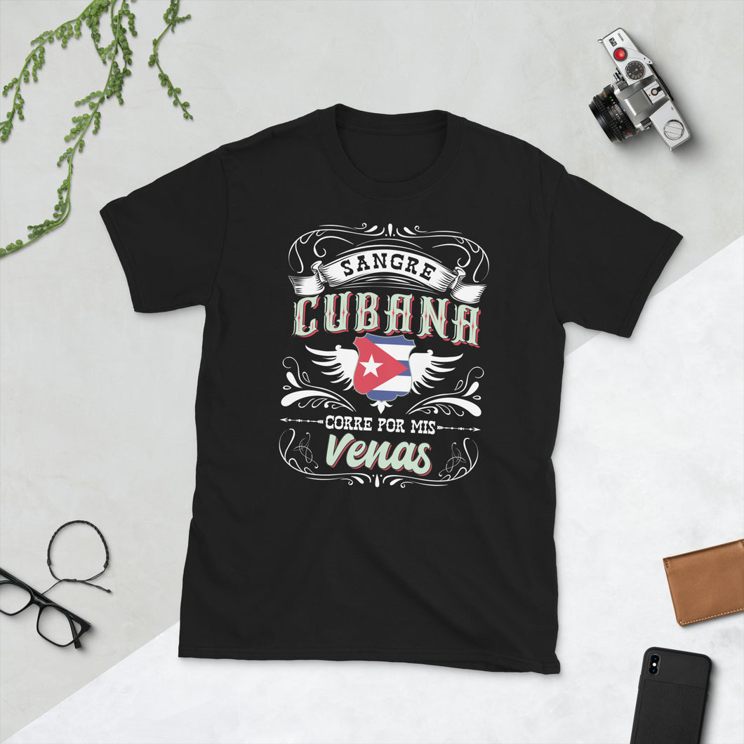 Camiseta de Cuba Sangre Cubana Corre Por Mis Venas Short-Sleeve Unisex T-Shirt Para Cubanos