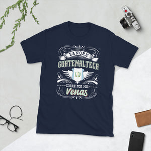 Camiseta de Guatemala Sangre Guatemalteca Corre Por Mis Venas Short-Sleeve Unisex T-Shirt Para Guatemaltecos